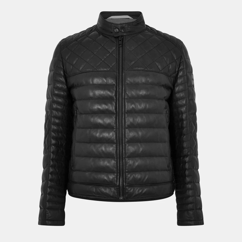 Image of Boss Mens Jonn In Leather Jacket Black male 34W R