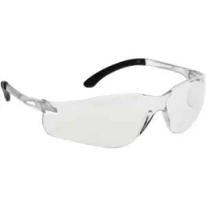 image of Portwest - PW38 - Clear Lens Black Frame Safety Glasses Pan View CE certified - Black