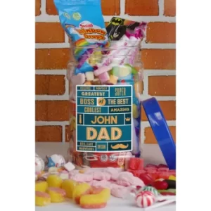 image of Personalised Best Dad Retro Sweet Standard Jar