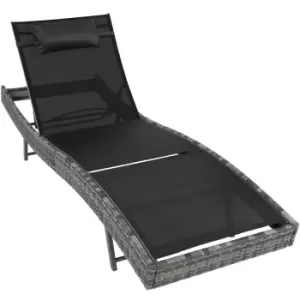 image of Tectake Delphine Rattan Sun Lounger - Grey