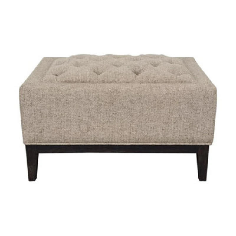 Image of Buttercup Farm Theodore Buttoned Stool - Wood/foam/poly/metal - L61 X W81 X H48cm - Dark Taupe