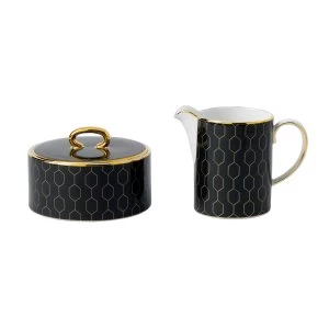 Image of Wedgwood Arris accent sugar and cream gift boxed