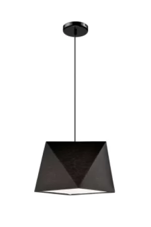 Image of Carla Dome Pendant Ceiling Lights, Fabric Shade Black, 1x E27