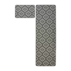 image of Homemaker Aztec Runner & Doormat Grey 57X150Cm & 57X40Cm