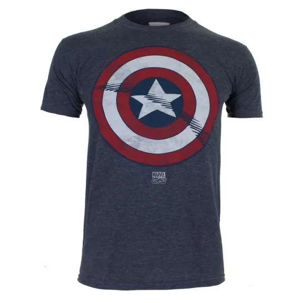 image of Marvel Mens Captain America Shield T-Shirt - Heat - L