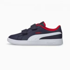 image of PUMA Smash V2 Leather Kids Trainers, Peacoat/White Size 1 Shoes