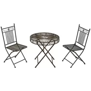 image of Outsunny 3pc Garden Bistro Set with 2 Folding Chairs and 1 Folding Table - Bronze