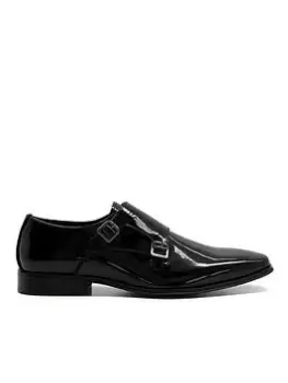 Image of Dune Stone Monk Shoes Male Black UK Size 12