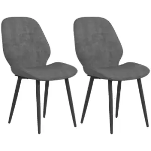 Image of HOMCOM Velvet Dining Chairs, Set of 2 Dining Room Chairs with Metal Legs for Living Room, Dining Room, Grey