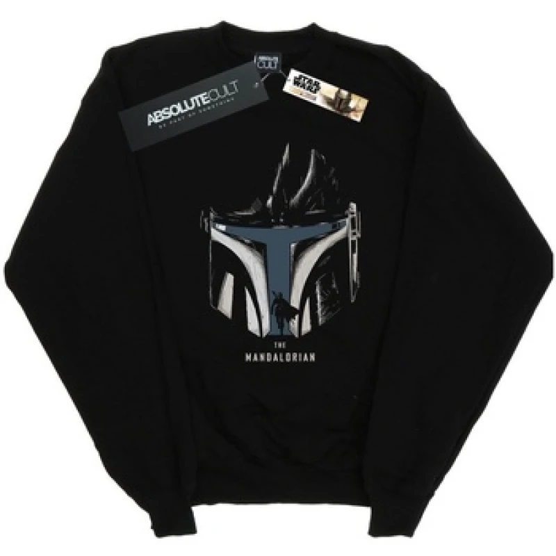 Image of Star Wars The Mandalorian Helmet Silhouette Sweatshirt Black male