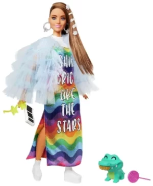 image of Barbie Extra Doll in Blue Ruffled Jacket