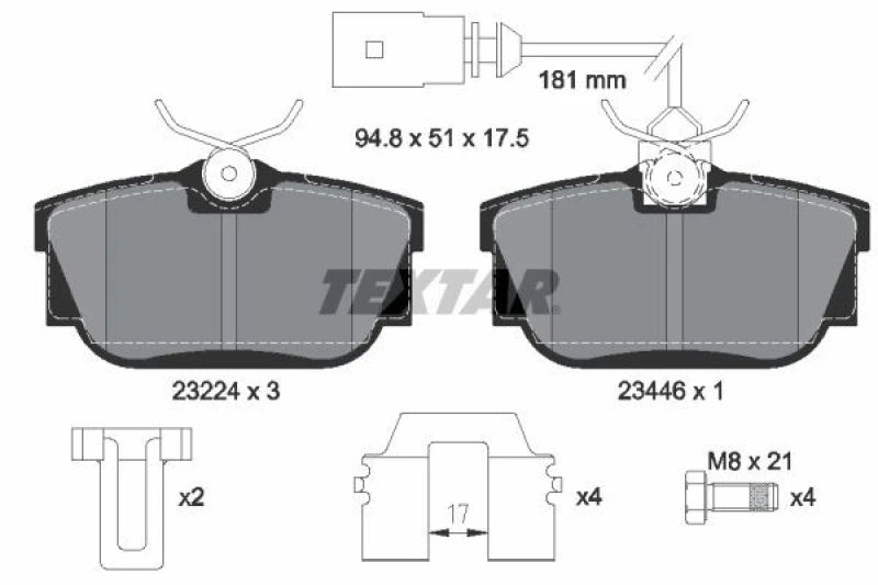 Image of Brake pad set TEXTAR 2322416