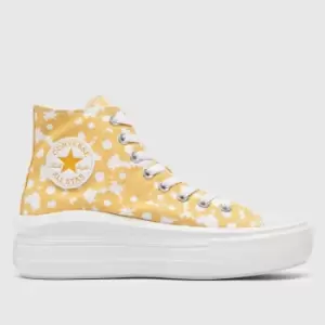 Converse Yellow Move Floral Platform Hi Trainers