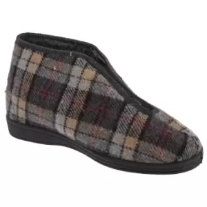 Image of Sleepers Mens Jed II Thermal Zip Check Bootee Slippers (9 UK) (Grey)