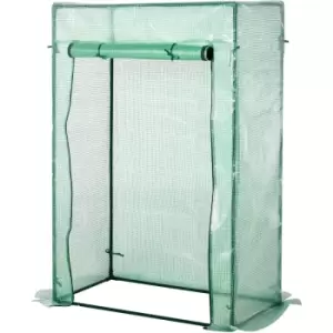 image of 3.2x1.6FT Greenhouse Steel Frame PE Cover w/ Roll-up Door Compact Growing - Outsunny