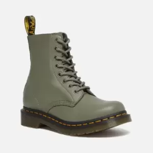 Image of Dr. Martens Womens 1460 Pascal Virginia Leather 8-Eye Boots - Khaki - UK 5