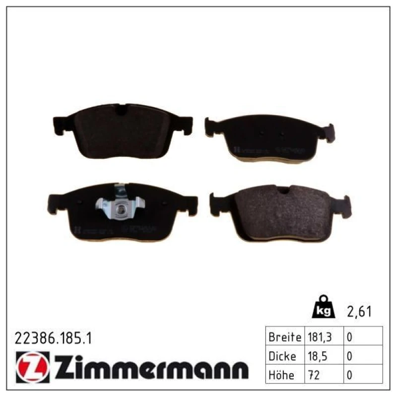 Image of ZIMMERMANN Brake pad set ZIMMERMANN 22386.185.1