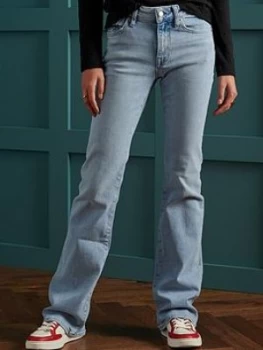 Image of Superdry Mid Rise Slim Flare Jeans - Denim Size 26, Inside Leg 31, Women
