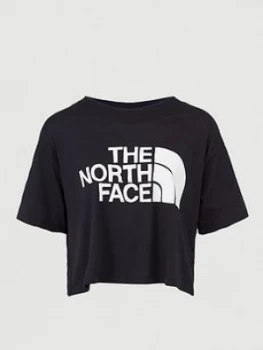 Image of The North Face Short Sleeve Half Dome Cropped Tee - Black, Size S, Women