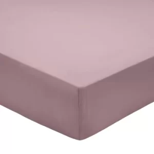 image of Bedeck of Belfast 200 Thread Count Pima Cotton Plain Dye Double Fitted Sheet, Thistle