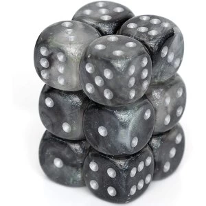 image of Chessex 16mm D6 Dice Block: Borealis Light Smoke/silver