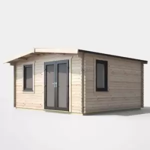 image of Power 14' x 14' Chalet Log Cabin - Right Side Double Door