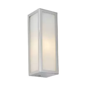 image of Endon Newham Outdoor Contemporary Wall Light Chrome, Frosted Glass