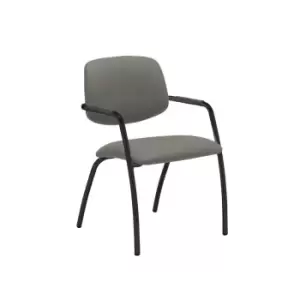 Image of Dams MTO Tuba Black 4 Leg Frame Conference Chair with Half Upholstered Back - Ta