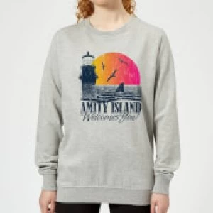 Image of Jaws Welcome To Amity Island Womens Sweatshirt - Grey - L