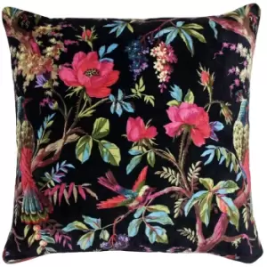 image of Paradise Velvet Cushion Black / 50 x 50cm / Polyester Filled