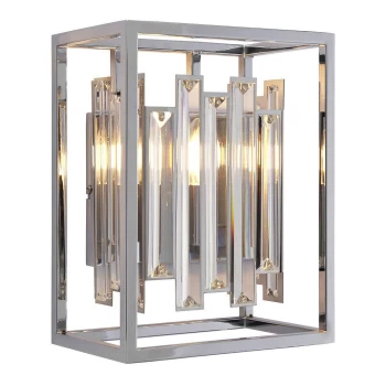 image of 1 Light Wall Light Chrome Plate & Clear Crystal Glass, E14