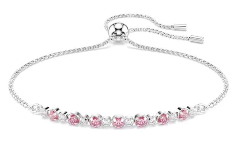 Image of Swarovski 5763042 Matrix bracelet, Round cut, Pink, Rhodium Jewellery