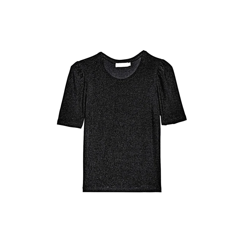 Image of La Petite Etoile Sequined effect T-Shirt For Her La Petite Etoile Velvety Noir Female 38