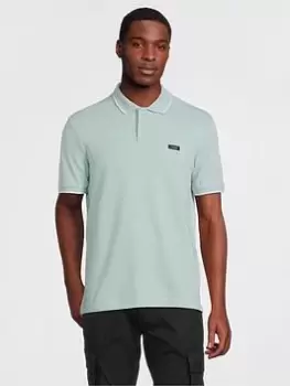 Image of Calvin Klein Stretch Pique Tipping Slim Polo Shirt - Light Grey, Light Grey Size M Men