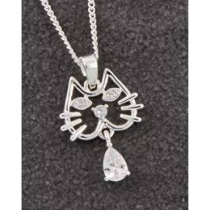 image of Modern Kitty Face Silver Plated Necklace