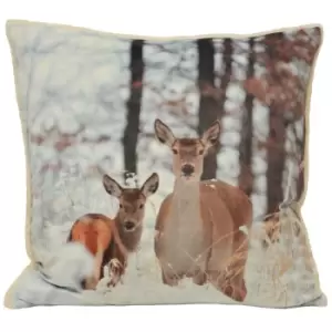 Image of Mother and Fawn Photographic Print Cushion Cream / 50 x 50cm / Cover Only