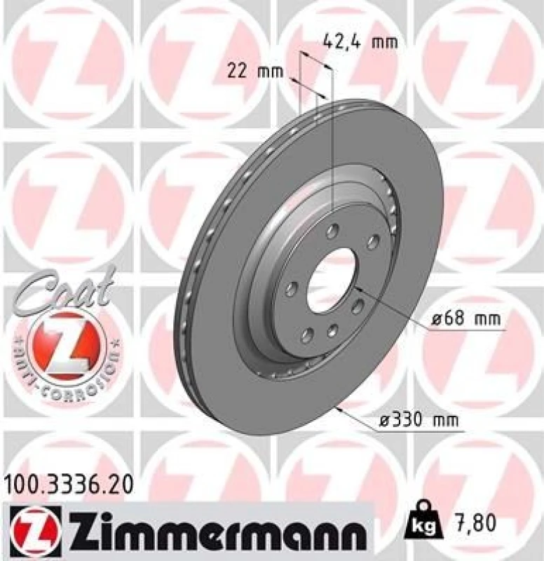 Image of ZIMMERMANN Brake disc ZIMMERMANN 100.3336.20