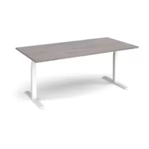 Image of Elev8 Touch boardroom table 2000mm x 1000mm - white frame and grey oak top
