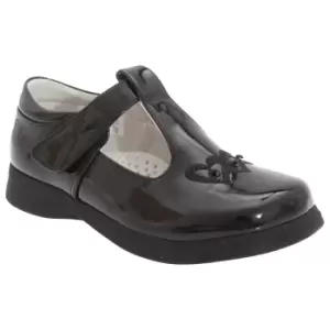 Image of Boulevard Girls Touch Fastening T Bar Shoes (1 UK) (Black Patent)