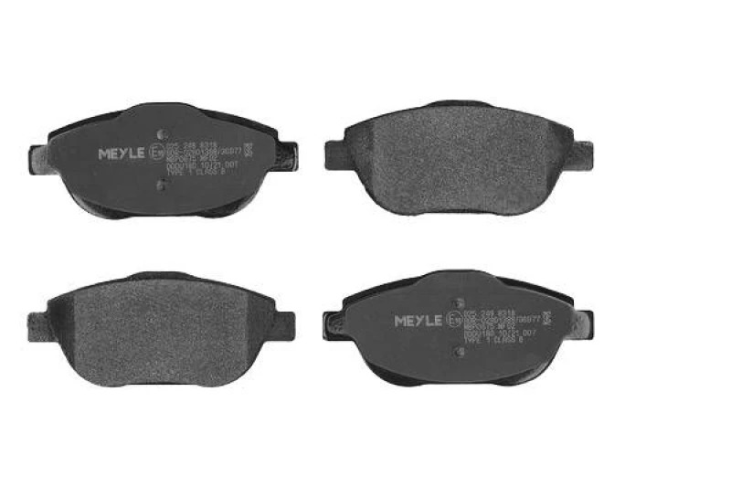 Image of MEYLE 025 248 8318 Brake pad set Front Axle, not prepared for wear warning indicator, Original Quality, with anti-squeak plate Brake Pad Set,disc bra
