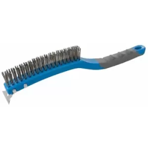 Image of Silverline Stainless Steel Wire Brush with Scraper - 3 Row