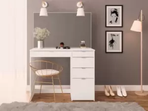 Image of Birlea Ava White 5 Drawer Dressing Table and Mirror Flat Packed