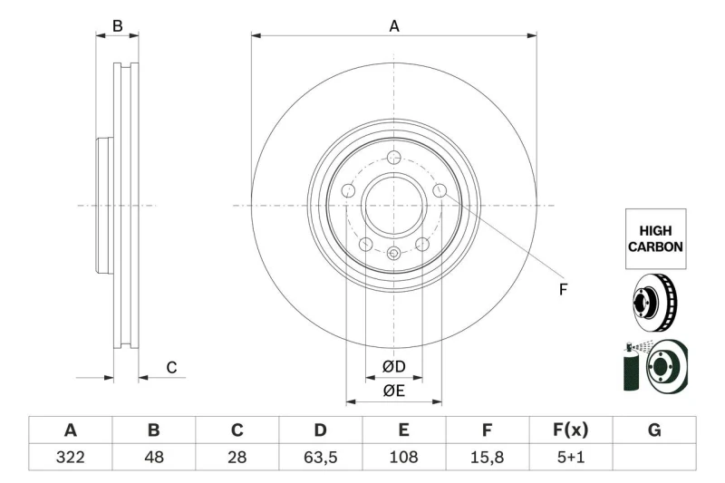 Image of Brake disc Bosch 0 986 479 F90