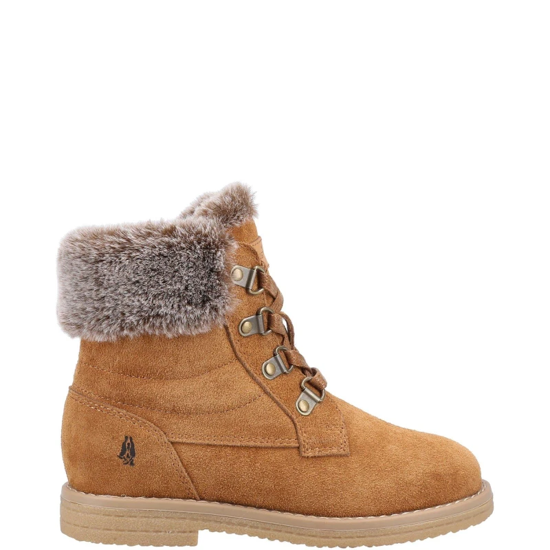 Image of Hush Puppies Girls Mini Florence Suede Warm Ankle Boots UK Size 12 (EU 30.5) TAN HUS730-TAN-12