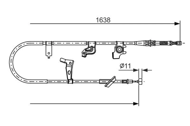 Image of Bosch 1 987 482 466 Brake Cable 1638mm Cable,parking brake (124)