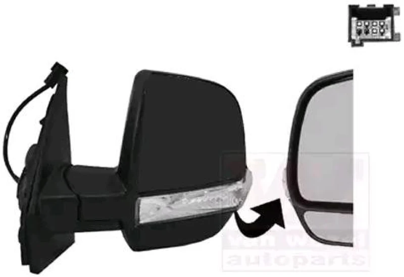Image of VAN WEZEL 1638813 Wing mirror * HAGUS * Left, black, with wide angle mirror, Rough Outside Mirror (50)
