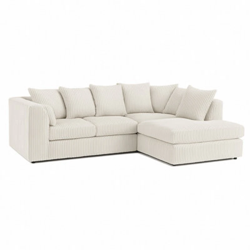 Image of Furnishings For Less UK Luxor Jumbo Cord 4 Seater Corner Sofa Cream Right Hand Facing
