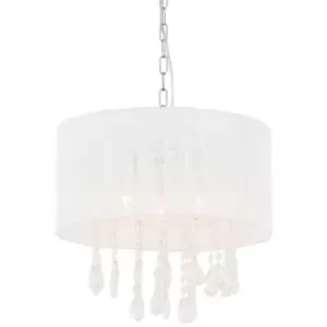 Image of Italux Essence - Hanging Pendant White 3 Light with Material Shade, E14