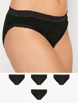 Image of Long Tall Sally 4 Pack Cotton Stretch High Leg Briefs, Black, Size 18-20, Women