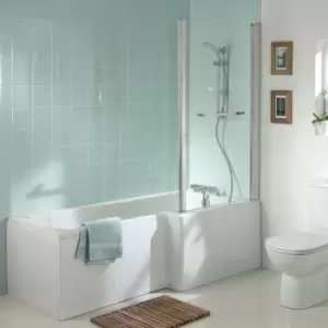 image of Tempo Cube L-Shaped Shower Bath 1700mm x 700mm/850mm Right Handed 0 Tap Hole - Ideal Standard